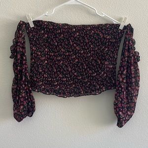 Strapless floral print crop top